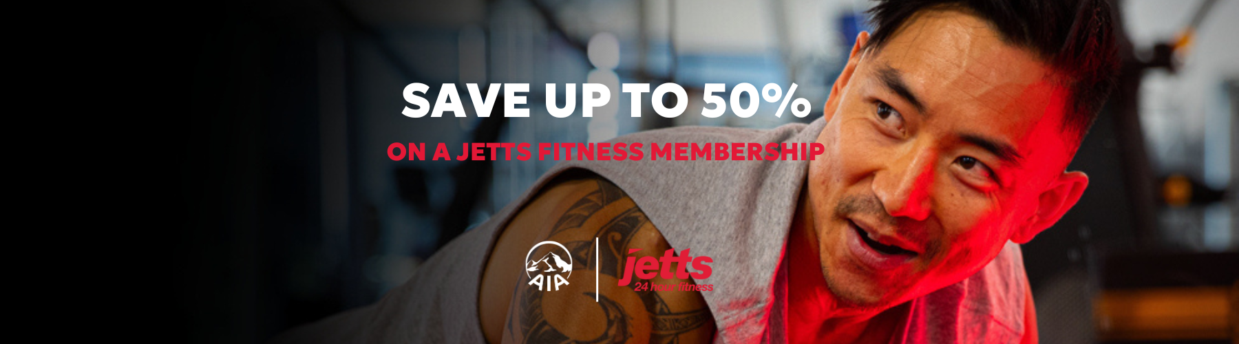 As an AIA Vitality member you can join Jetts Fitness as a new gym member and save 50% on an All Club 12-month gym membership